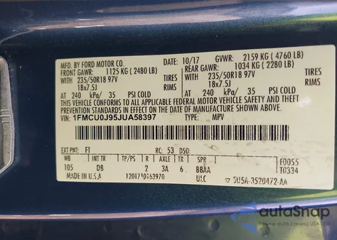 2018 Ford Escape Titanium from USA, damaged, VIN 1FMCU0J95JUA58397